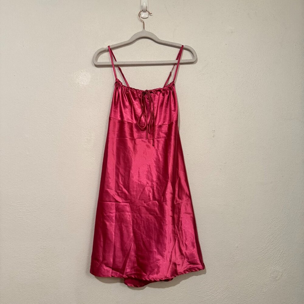 Princess Polly Pink Satin Tie-Back Mini Dress – Size 12